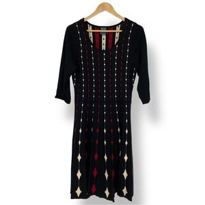 Gabby Skye Black Diamond Pattern Sweater Dress Women's size XL